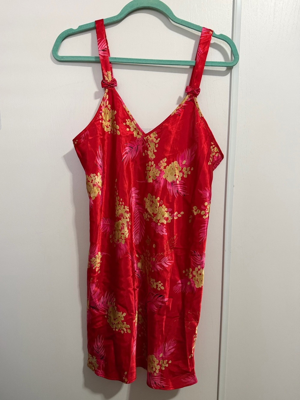 Vintage Morgan Taylor Red Floral Satin Slip Dress - Women Intimates Medium